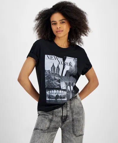 Self Esteem Juniors' New York Graphic T-shirt In Black