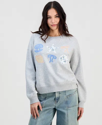 Self Esteem Juniors' Patchwork Graphic Sweatshirt In Gray
