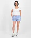 Self Esteem Juniors' Plaid Boxer Shorts In Blue