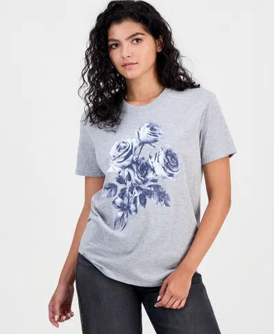 Self Esteem Juniors' Rose Graphic-print Short-sleeve T-shirt In Red