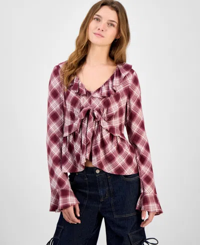 Self Esteem Juniors' Ruffled Babydoll Top In Multi