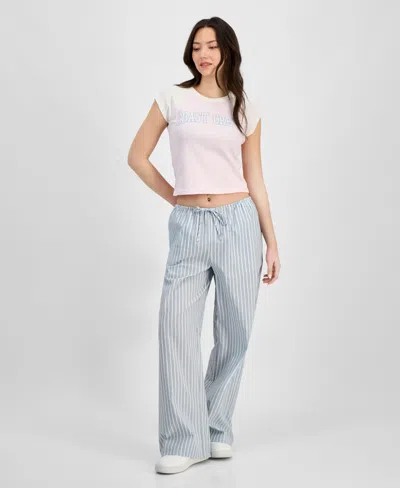 Self Esteem Juniors' Seersucker Drawstring Lounge Pants In Baby Blue