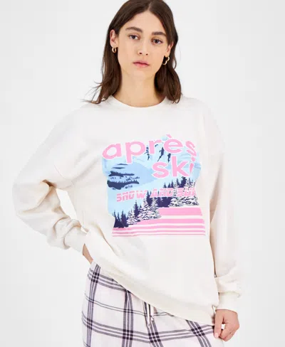 Self Esteem Juniors' Graphic Fleece Crewneck Sweatshirt In Eggnog
