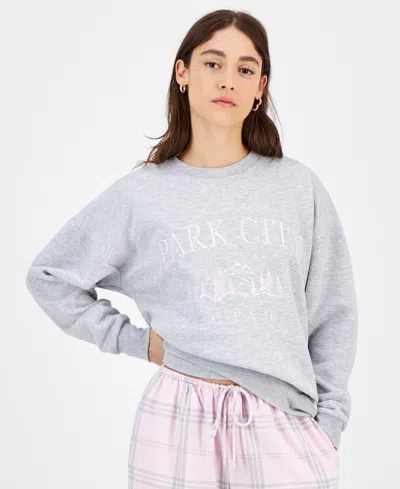 Self Esteem Juniors' Graphic Fleece Crewneck Sweatshirt In Heather Grey