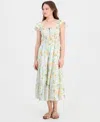 Self Esteem Juniors' Sleeveless Floral Midi Dress In Green