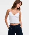 Self Esteem Juniors' Smocked Tank Top In White