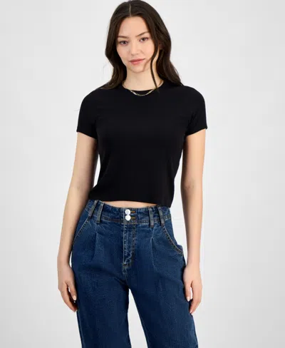 Self Esteem Juniors' Soft Ribbed Baby Tee In Black