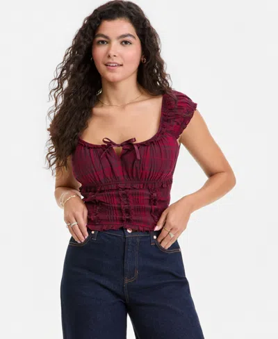 Self Esteem Juniors' Tie-front Cropped Top In Multi