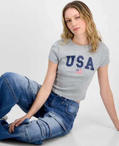 Self Esteem Juniors' Usa Cotton Baby T-shirt In Gray