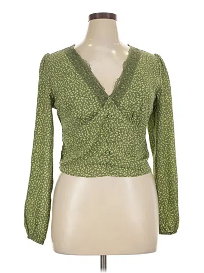 Pre-owned Self Esteem Long Sleeve Blouse In Green