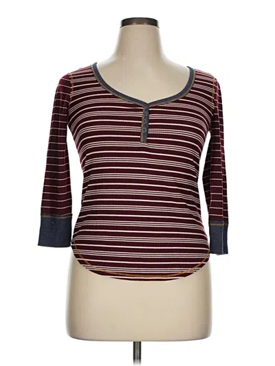 Pre-owned Self Esteem Long Sleeve Henley Shirt In Burgundy
