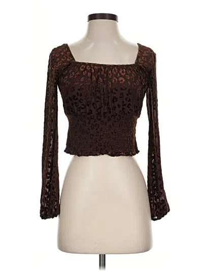Pre-owned Self Esteem Long Sleeve Top Brown Sweetheart Neckline Tops