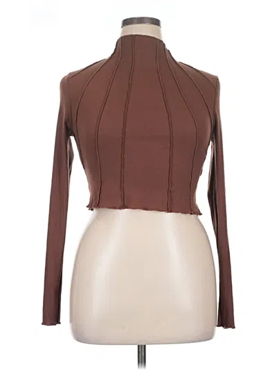 Pre-owned Self Esteem Long Sleeve Top Brown Turtleneck Tops