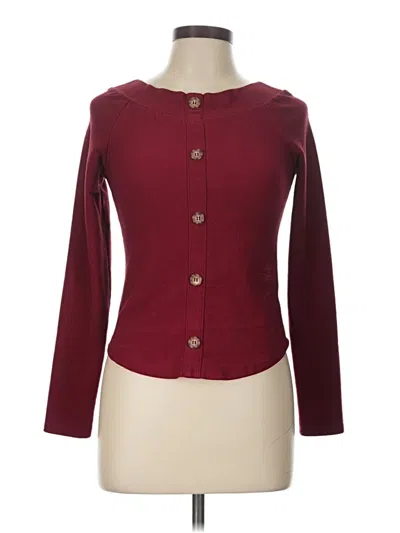 Pre-owned Self Esteem Long Sleeve Top Burgundy Square Neckline Tops