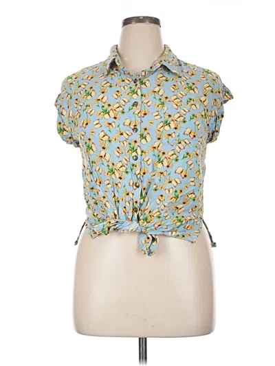 Pre-owned Self Esteem Short Sleeve Blouse In Blue