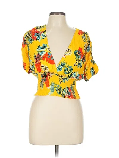 Pre-owned Self Esteem Short Sleeve Blouse In Yellow