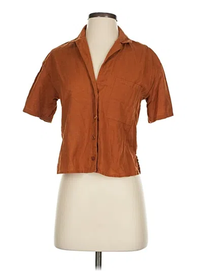 Pre-owned Self Esteem Short Sleeve Button Down Shirt In Brown