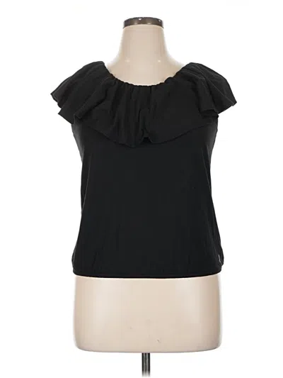 Pre-owned Self Esteem Short Sleeve Top Black Ruffles Neckline Tops