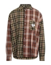 Self Made By Gianfranco Villegas Man Shirt Light Brown Size L Polyester, Viscose, Elastane In Beige