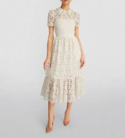 Pre-owned Self-portrait 100% Auth  Lace Guipure Midi Us0,2,4,6,8 Ask Ur Size In White