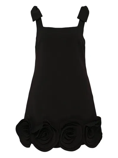 Self-portrait Womens Black 3d Flower Crepe Mini Dress