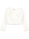 Self-portrait Satin Blazer With 3d Flower In White