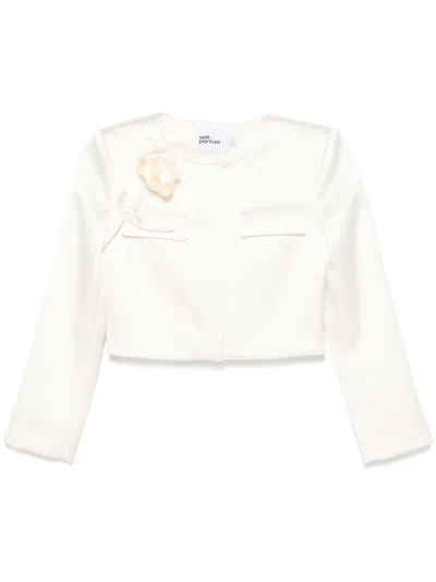 SELF-PORTRAIT 3D-FLOWER SATIN JACKET