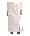 Self-portrait Satin Midi Skirt With 3d Flowers In Pink