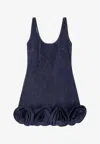 Self-portrait Short Blue Dress With Floral Applique Self Portrait In Blue