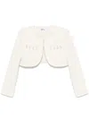 Self-portrait Cropped Sequinned Jacket In Neutrals
