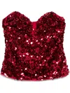 Self-portrait 3d-sequin Top In Red