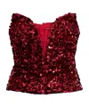 Self-portrait 3d-sequin Top In Red