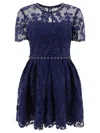 Self-portrait Guipure-lace Embellished Dress In 蓝色的