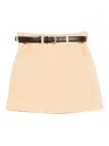 Self-portrait A-line Belted Mini Skirt In Nude