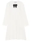 Self-portrait A-line Mini Dress With Velvet Bow In White