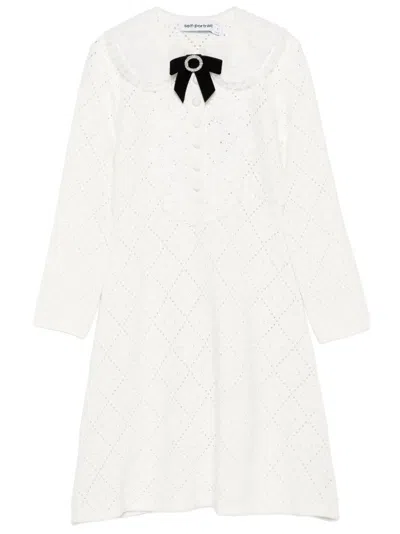 SELF-PORTRAIT A-LINE MINI DRESS WITH VELVET BOW