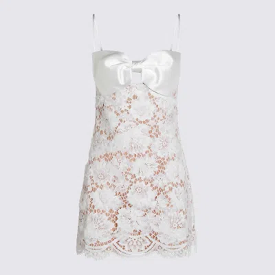 Self-portrait White Lace Mini Dress With Oversized Satin Bow