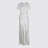 Self-portrait Womens White Contrast-satin Lace Woven Maxi Dress In White
