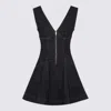 Self-portrait Dark Denim Mini Dress With Deep V-neckline In Black