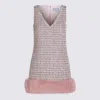 Self-portrait Embellished Fur-trimmed Dress In Pink