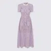 Self-portrait Lace Buttoned Cotton Blend Midi Dress In Purple