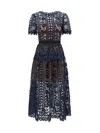Self-portrait Short Sleeve Lace Midi Dress