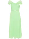 Self-portrait Off Shoulder Chiffon Midi Dress In Green