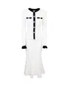 Self-portrait Pointelle Knit Contrast Midi Dress In White