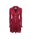 Self-portrait Self Portrait Women Burgundy Pointelle Knit Long-sleeved Mini Dress In Red