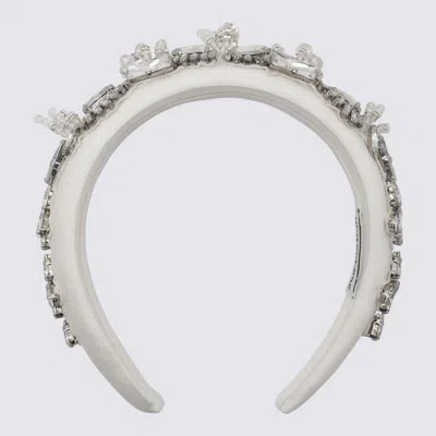 Self-portrait Cream Cotton And Metal Hair Accessories In White