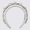 Self-portrait Cream Cotton And Metal Hair Accessories In White