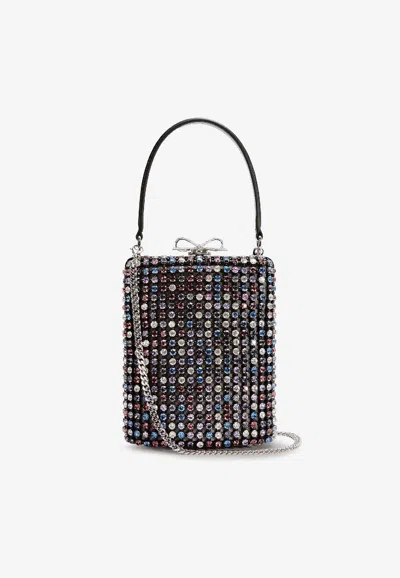 Self-portrait All-over Crystal Satin Crossbody Bag In Multi