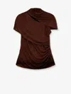 Self-portrait Crystal-embellished Draped Mesh Top In Brown