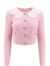 Self-portrait Lace-panelling Cropped Cardigan